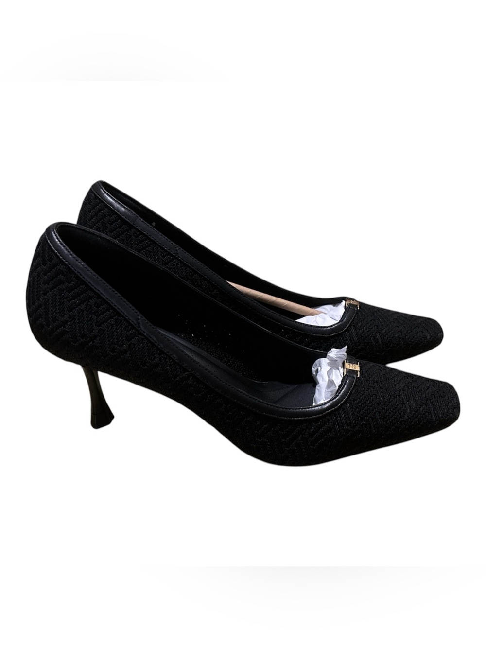 Classic Black Pointed-Toe Mid-Kitten Heel Pumps